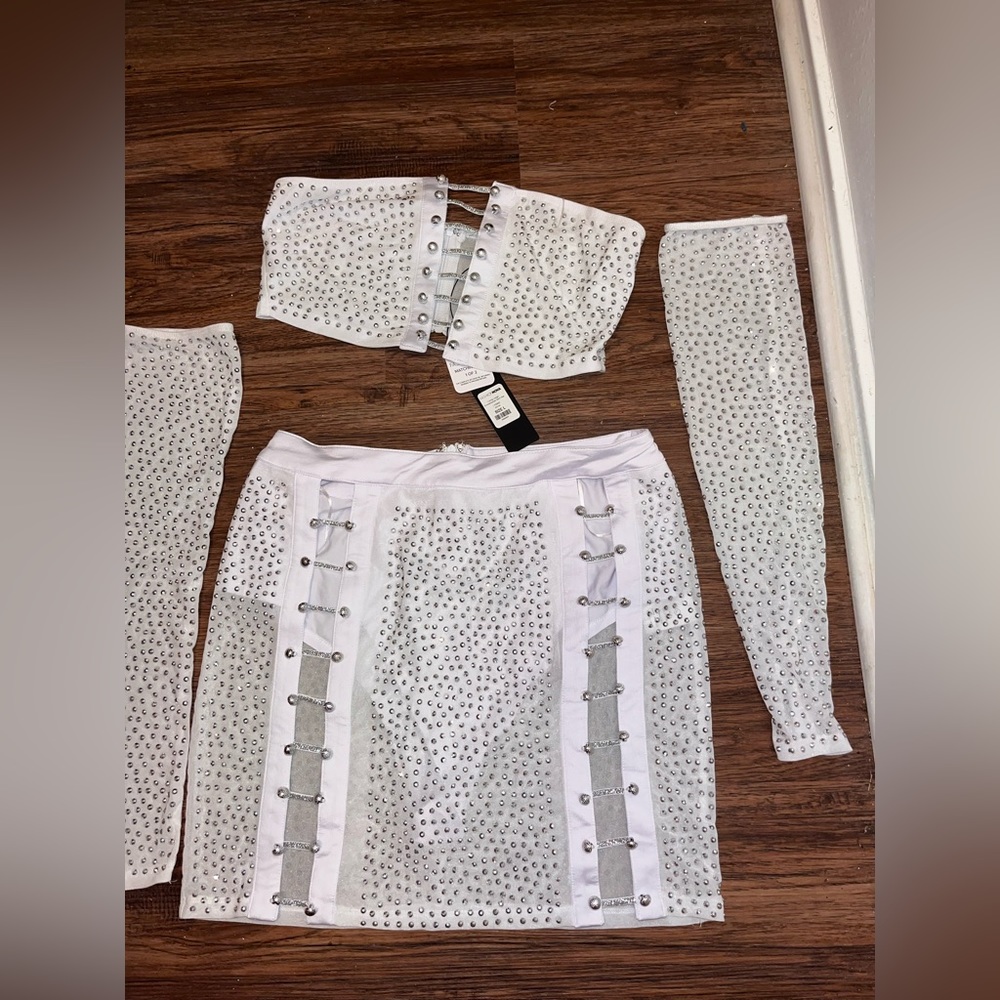 Fashion Nova, Living Large Embellished Skirt 2 piece set, size Large